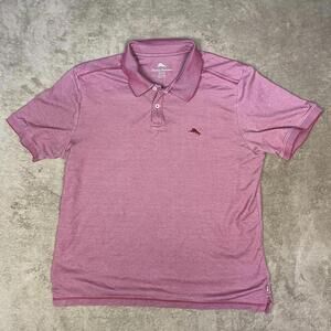 Tommy Bahama Mens XL Polo Island Zone Supima Red Shirt Textured Short Sleeve